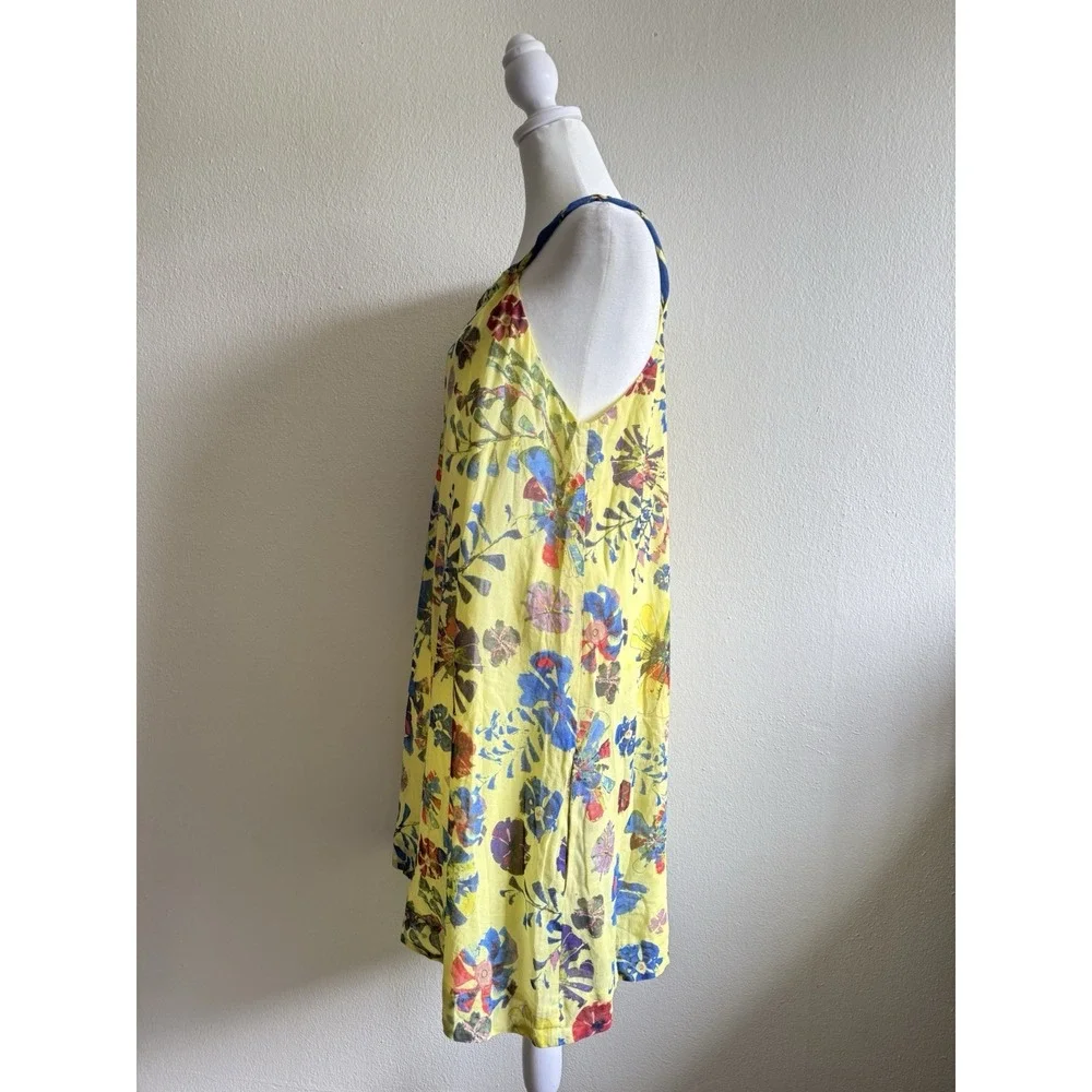 Anthropologie x Vanessa Virginia Yellow Floral Halter Shift Dress Women's 6 - Picture 3 of 7